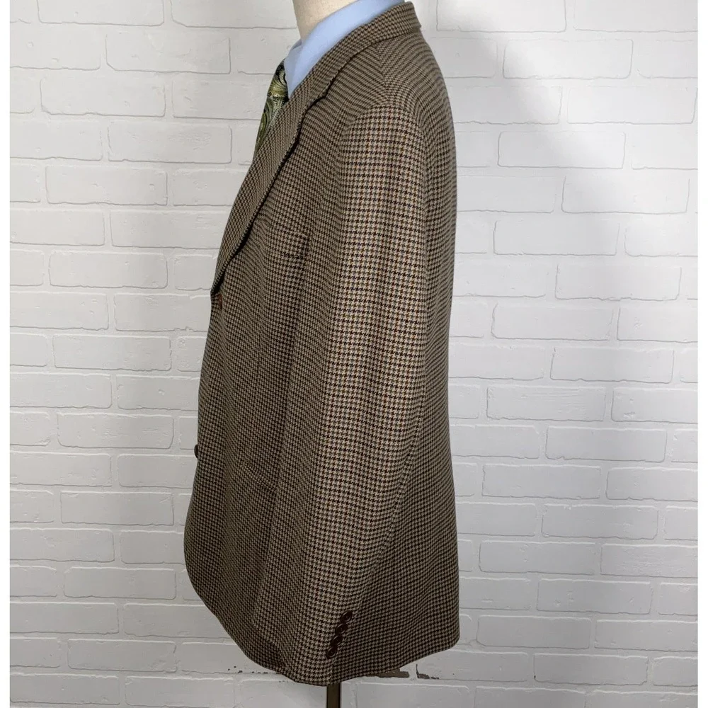 Stafford‎ Options Blazer Men 42R Brown Multi Houndstooth Three Button Wool USA